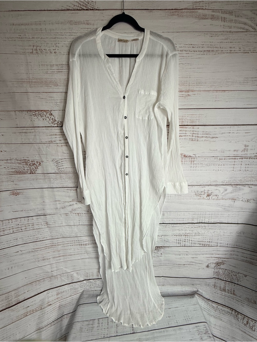 Anthropologie Holding Horses White Gauzy Button Up Long Sleeve Top